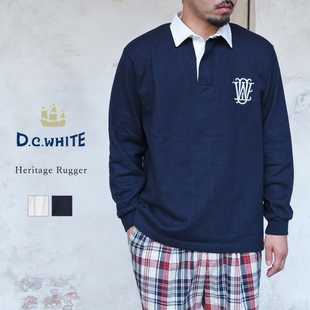 D.C.WHITE ディーシーホワイト Heritage Rugger ヘリテージラガー ラガーシャツ 日本製 コットン トラッド アイビー アメトラ メンズ 〔FL〕