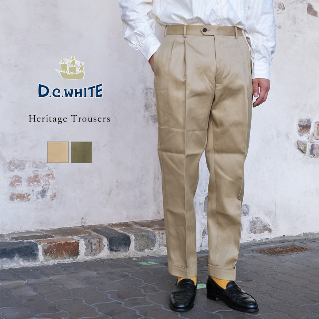 D.C.WHITE ディーシーホワイト Heritage Trousers ヘリテージトラウザーズ チノパン ウエポン トラッド アイビー アメトラ コットン メンズ 〔FL〕