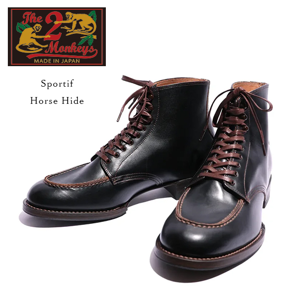 The 2 Monkeys ザツーモンキーズ Sportif スポルティフ Horse Hide ホースハイド モカシンブーツ レザーブーツ 馬革 ブラック メンズ JELADO ジェラード TM94903