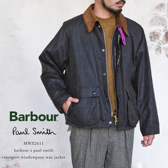 【プロホースブラシプレゼント!】Barbour バブアー × Paul Smith ポールスミス コラボ ワックスジャケット TRANSPORT WINDOWPANE WAX JACKET トランスポート メンズ ブラウン MWX2611 ウィンドウペーン チェック 英国 トラッド アウター