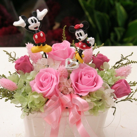 プリザーブドフラワー　結婚祝い　ミッキー＆ミニーウエディング