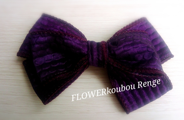 紫色バレッタ　Grace グレース　上品な光沢と立体感のあるリボン