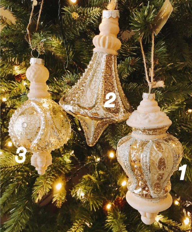 プラチナカラー　ガラスオーナメント　（ランプ/トライアングル/オニオン）