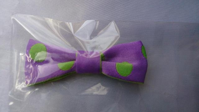 ダブルフェイスドットリボン・クリップ　（前髪用・サイド用）　Violett　ball ヴァイオレットボール　　　の紫ベース