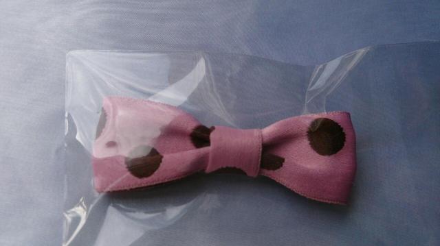 ダブルフェイスドットリボン・クリップ　（前髪用・サイド用）　ピンク　　ドイツ製リボン