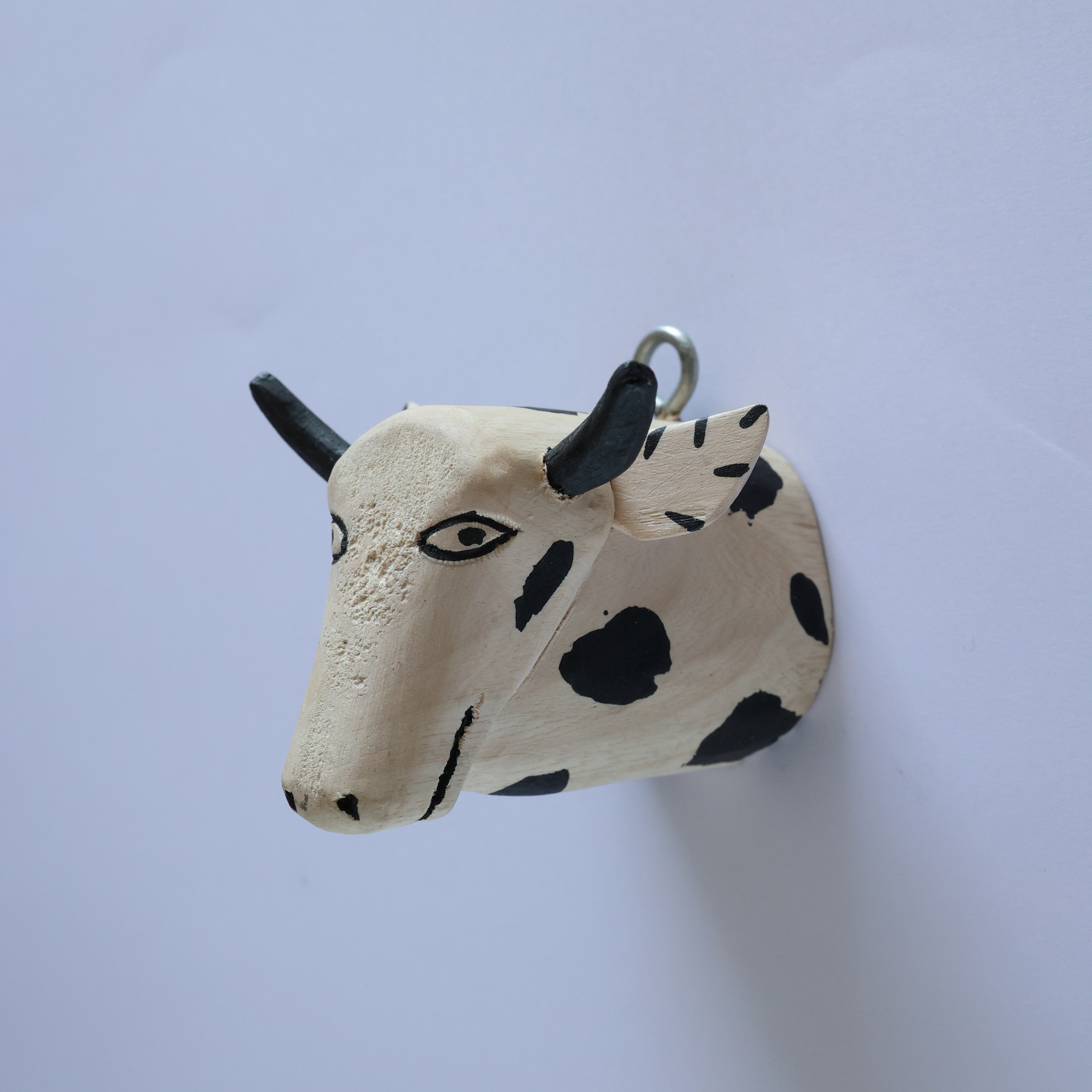 メキシコ製　牛ツノ飾り プラシド・サンティアゴ 木彫り ウシの壁飾り オアハカンウッド