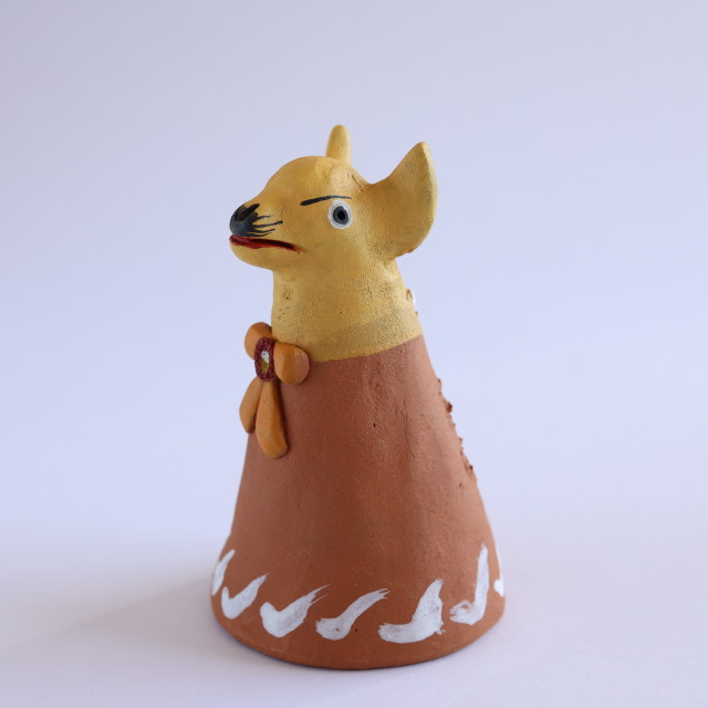 土人形デザイン　南米　メキシコ  約20cm アギラールファミリー 動物鈴 土鈴 陶人形 アニマルベル