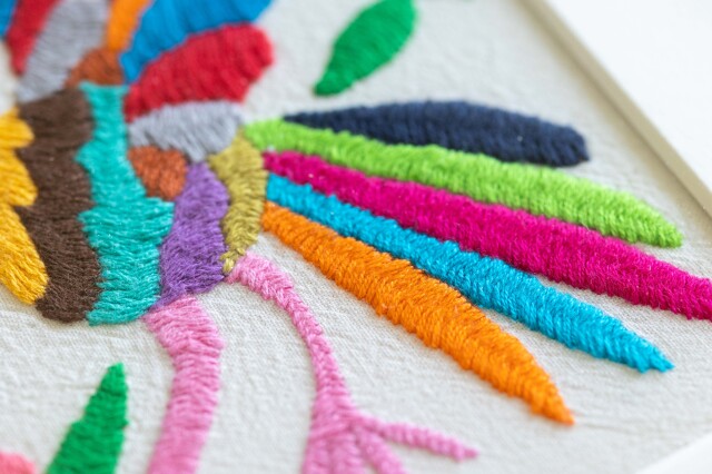 オトミ刺繍 テナンゴ刺繍 アートフレーム 額装 メキシコ民芸品