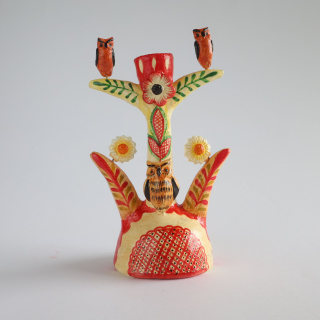 生命の樹,生命の木,キャンドルホルダー,燭台,メキシコ民芸品,メキシコ雑貨,インテリア,フクロウ