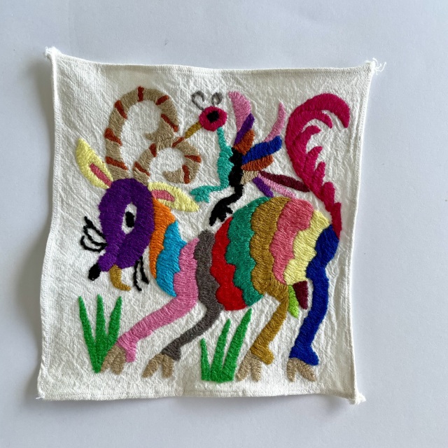 オトミ刺繍 テナンゴ刺繍 コースター フォークアート 民芸品