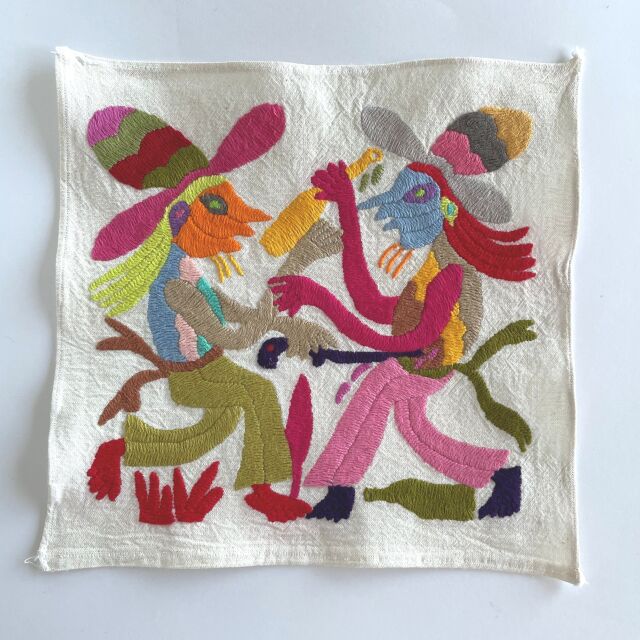 ヴィンテージ 刺繍 アート 額 飾り布 中南米 南米 メキシコ フォークアート ヴィンテージ 刺繍 アート 額 飾り布 中南米 南米 メキシコ