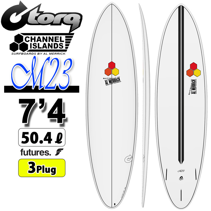 2026 torq surfboard トルク サーフボード X-LITE M23 7'4 [White Pinline] エム23 ファンボード AL MERRICK アルメリック CHANNEL ISLANDS チャンネルアイランド エポキシボード ミッドレングス EPSボード サーフィン