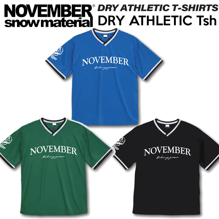 [6月末入荷] NOVEMBER Tシャツ ノベンバー スノーボード DRY-ATHLETIC T-SHIRTS N18 N19 N20 ドライ アスレチック 半袖 ポロシャツ 吸水速乾 UV アパレル ユニセックス