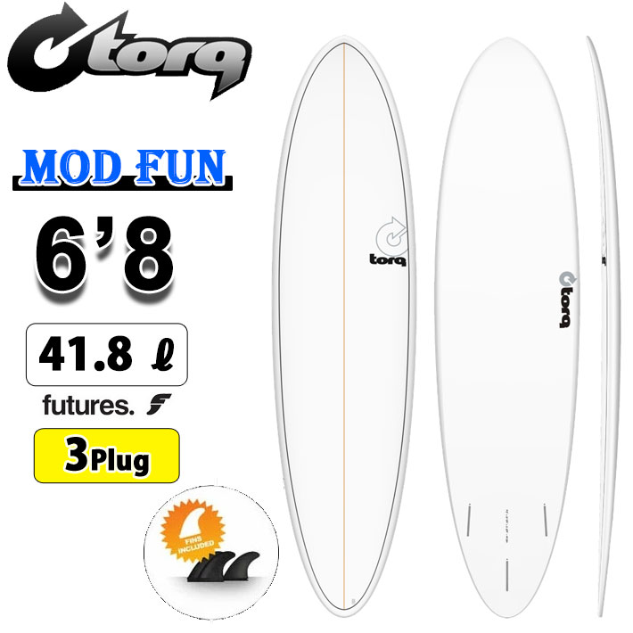 2026 torq surfboard トルク サーフボード PINLINE DESIGN MOD FUN 6'8 [White Pinline] ファンボード エポキシボード 初級者 初心者 ビギナー [営業所留め送料無料]