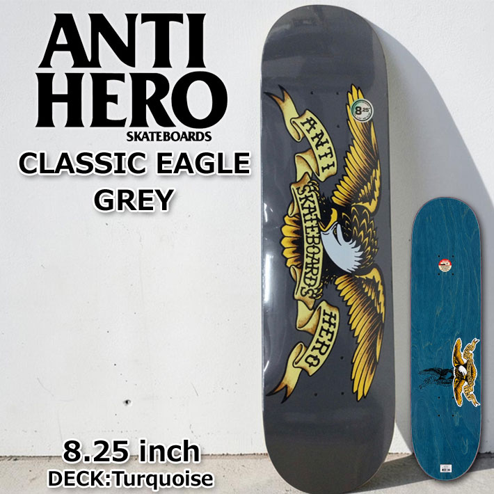 スケート デッキ ANTI HERO アンチヒーロー スケートボード [AN-3C] 8.25inch CLASSIC EAGLE GREY スケボー パーツ SKATE BOARD DECK