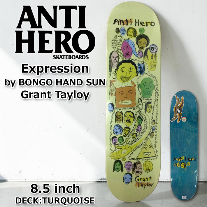 スケート デッキ ANTI HERO アンチヒーロー スケートボード [AN-4C] 8.5inch Expression by BONGO HAND SUN A.K.A  Chris Johanson Grant Tayloy クリス・ヨハンソン スケボー パーツ SKATE BOARD DECK