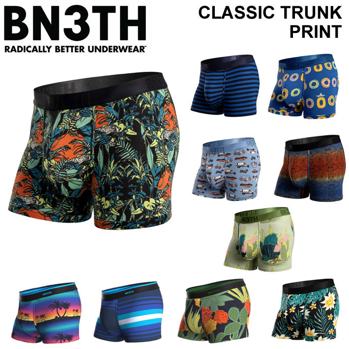 BN3TH ベニス ボクサーパンツ ショート TRUNK PRINT メンズ インナーパンツ MYPAKAGE マイパッケージ 登山 下着 プリント 正規品 蒸れない バレンタイン  [メール便発送商品]