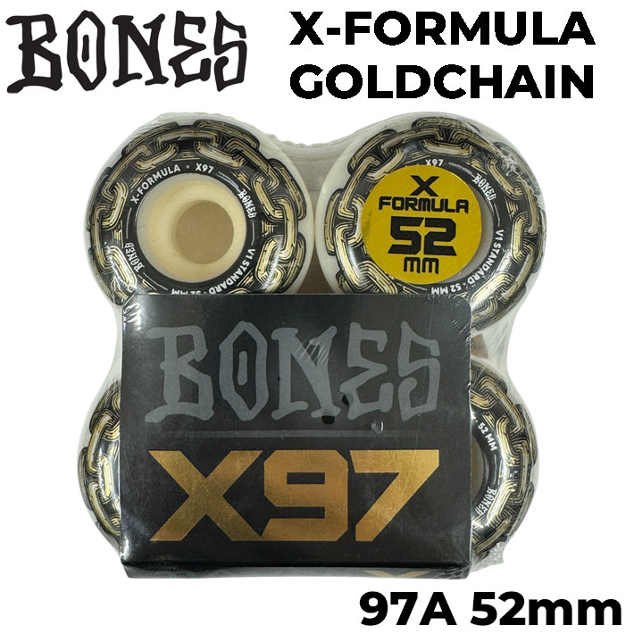 スケートボード ウィール BONES WHEEL GOLD CHAIN V1 ボーンズ ウィール 52mm 97A [4] スケボー 4個セット X-FORMULA エックスフォーミュラー スタンダード