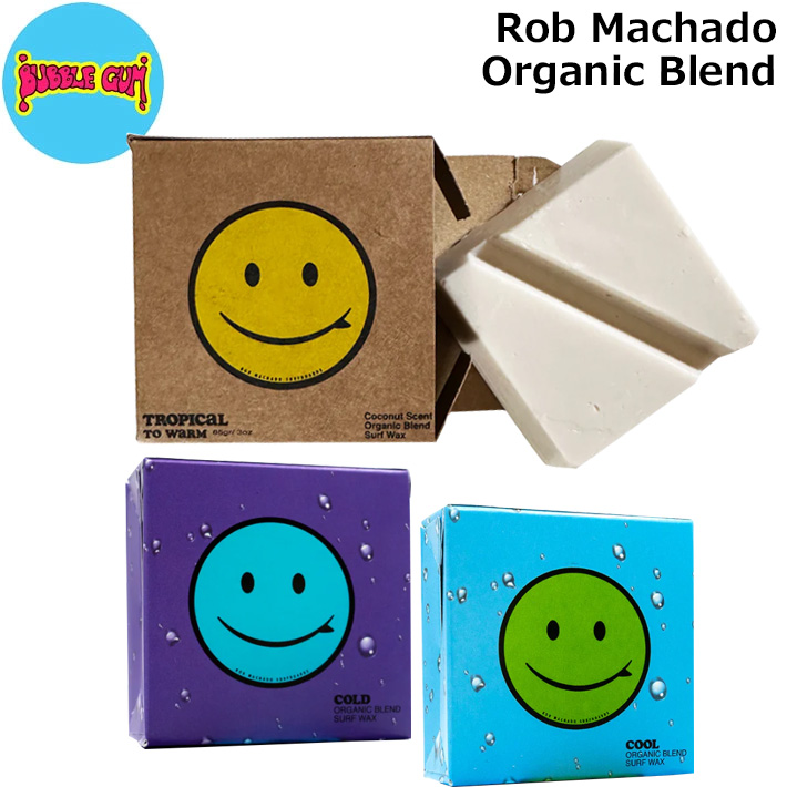 [2個購入でメール便送料無料] サーフィン ワックス バブルガム Bubble Gum x Rob Machado コラボ Organic Blend Surf Wax オーガニック サーフワックス  春夏秋冬 水温別