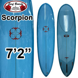ファンボード ドナルドタカヤマ Donald Takayama HPD ハワイアンプロデザイン SCORPION 7'2 Blue Gray Tint ポリッシュ仕上げ ツヤあり 石黒 聡 サーフボード [営業所留め送料無料] [店頭受け取り可能]