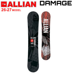 [予約商品] 26-27 ALLIAN スノーボード アライアン DAMAGE ダメージ 149cm 151cm 153cm 155cm メンズ グラトリ ジブ パーク オールラウンドボード スノボ 板 2026 2027 日本正規品