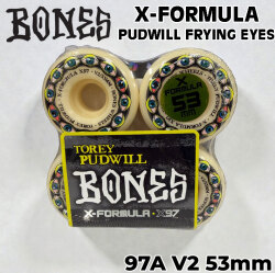 スケートボード ウィール BONES WHEEL X-FORMULA PUDWILL FRYING EYES ボーンズ ウィール 53mm 97A [7] V2 スケボー 4個セット エックスフォーミュラー 