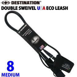 ディスティネーション リーシュコード DESTINATION DOUBLE SWEIVEL USA ECO LEASH MEDIUM 8ft ミディアムウェーブ用  ANKLE 7mm ダブル スイベル スウィベル リーシュ アンクル 足首用  サーフィン LEASH
