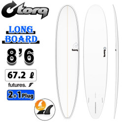 2026 torq surfboard トルク サーフボード PINLINE DESIGN LONGBOARD 8'6 [White Pinline] ロングボード エポキシボード 初級者 初心者 ビギナー [営業所止め送料無料]