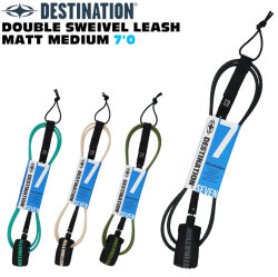 ディスティネーション リーシュコード 7mm 7'0ft DOUBLE SWEIVEL LEASH MATT MEDIUM ミディアムウェーブ用 ダブル スイベル マットリーシュ スウィベル DESTINATION