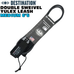 ディスティネーション リーシュコード 5.5mm 6'6ft DOUBLE SWEIVEL YULEX LEASH MEDIUM ANKLE 足首用 ミディアムウェーブ用 ダブル スイベル スウィベル DESTINATION
