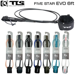 26 ツールス サーフィン リーシュコード TLS EVO FIVE STAR 6ft サーフボード 流れ防止 TOOLS 5starトゥールス 