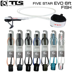 26 ツールス サーフィン リーシュコード TLS EVO FIVE STAR 6ft FISH サーフボード 流れ防止 TOOLS 5star フィッシュトゥールス 