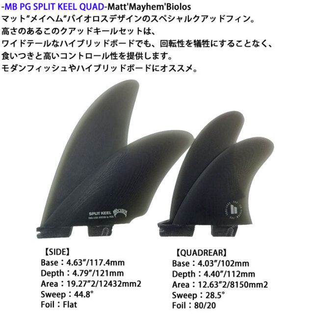 店内ポイント20倍中!!] FCS2 フィン MB SPLIT KEEL Quad Set 