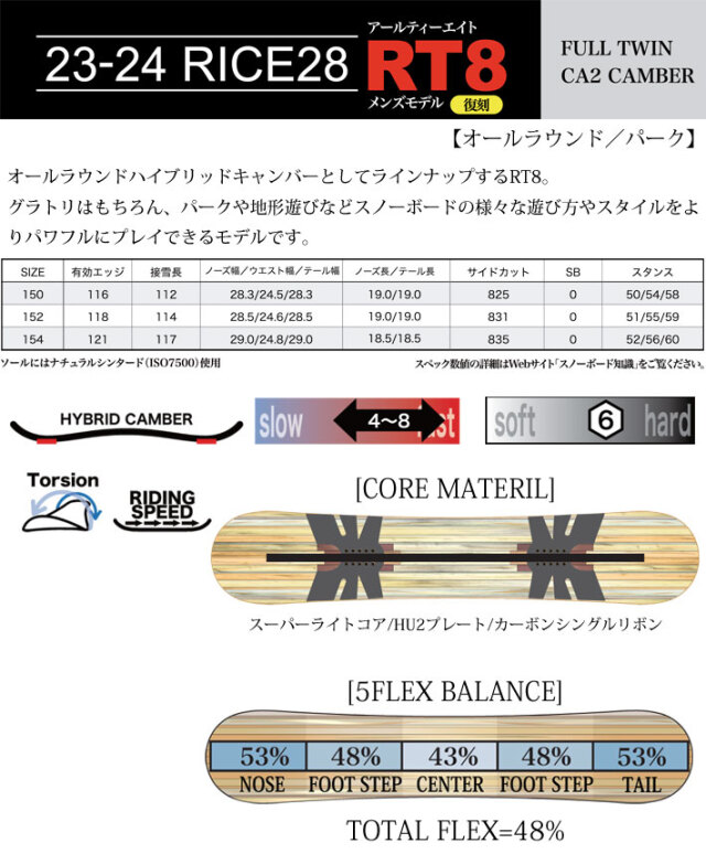 23-24 RICE28 ライス28 RT8 アールティー エイト メンズ 150cm 152cm  
