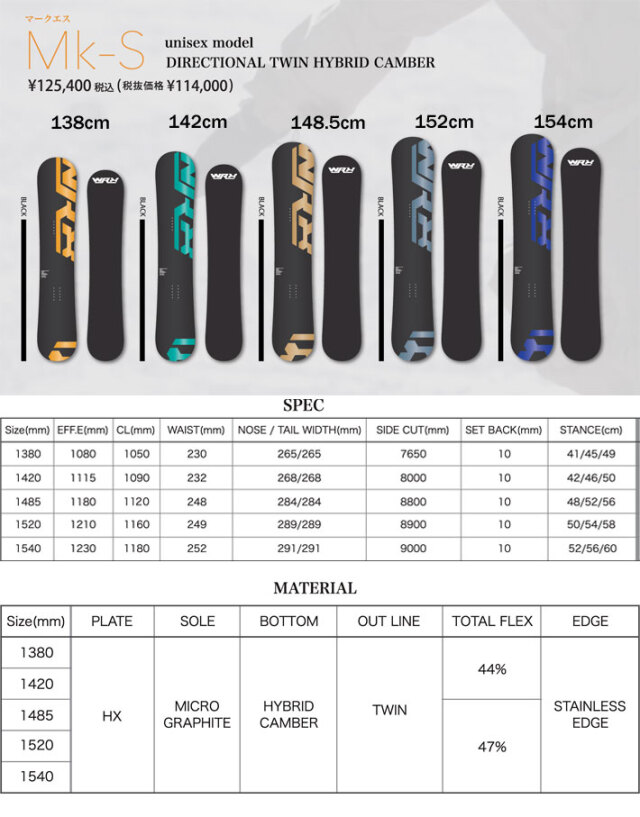 23-24 WRX Mk-S WRXSB ダブルアールエックスエスビー マークエス 138cm  