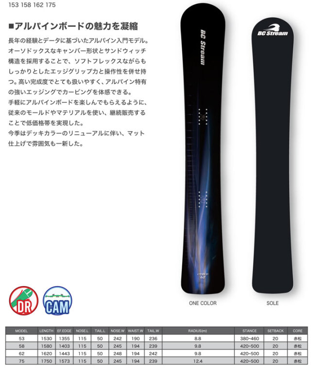 24-25 ビーシーストリーム CURVE BC Stream カーブ 153cm 158cm 162cm 