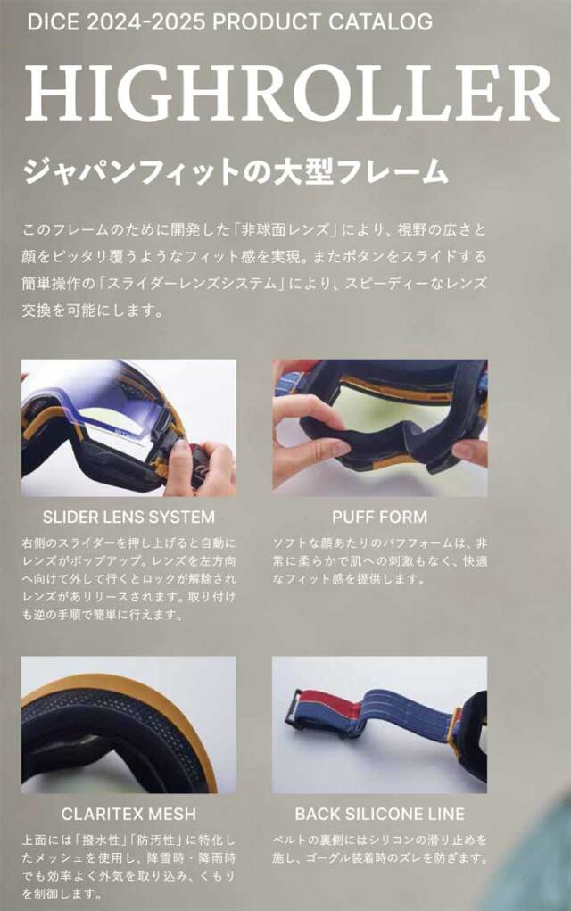24-25 DICE ゴーグル ダイス HIGH ROLLER ハイローラー HR44570 調光