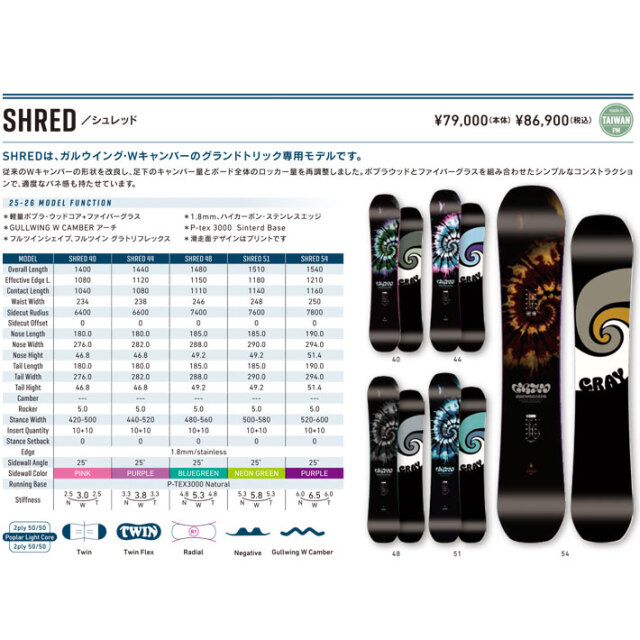 予約商品] 25-26 GRAY SNOWBOARDS グレイ SHRED シュレッド