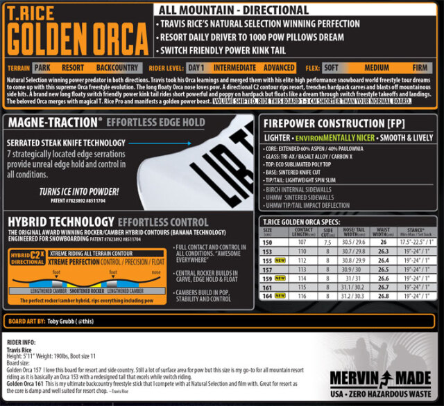 25-26 LIB TECH リブテック スノーボード T.RICE GOLDEN ORCA トラビス