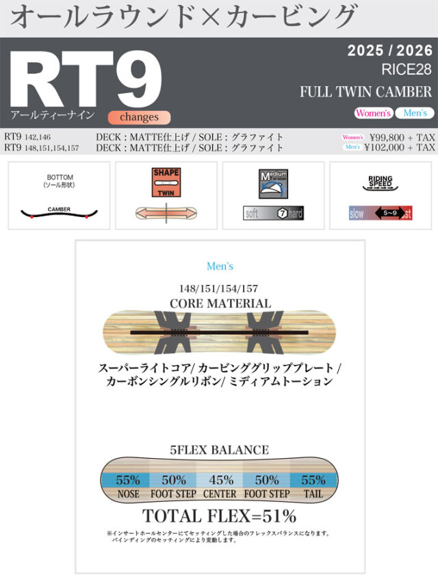 予約商品] 25-26 RICE28 スノーボード ライス 28 RT9 アールティー 