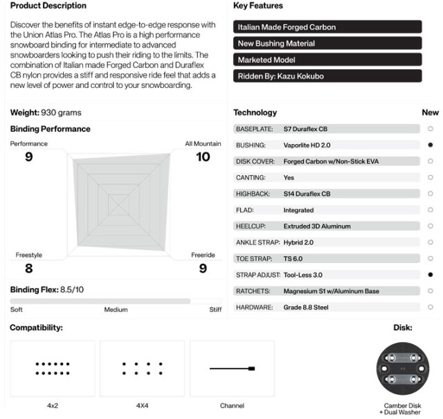 25-26 UNION ビンディング ATLAS PRO ユニオン アトラスプロ BINDING