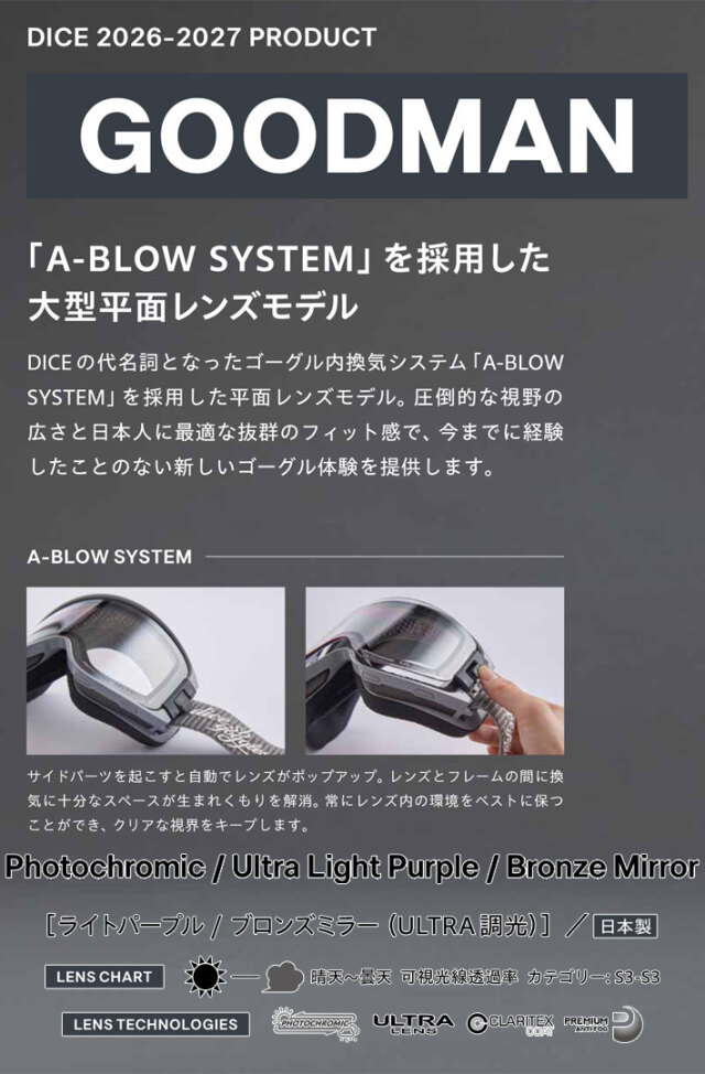 予約商品] 26-27 DICE GOGGLES ゴーグル ダイス GOODMAN グッドマン
