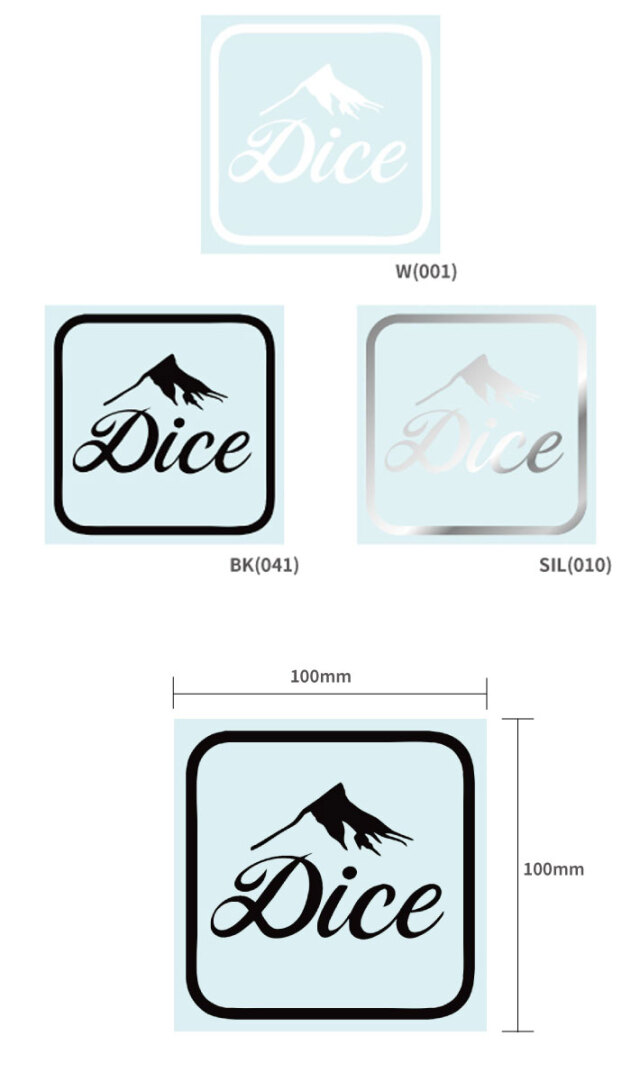 DICE ダイス STICKER [スクエア ロゴ] [6] [7] [8] カッティング