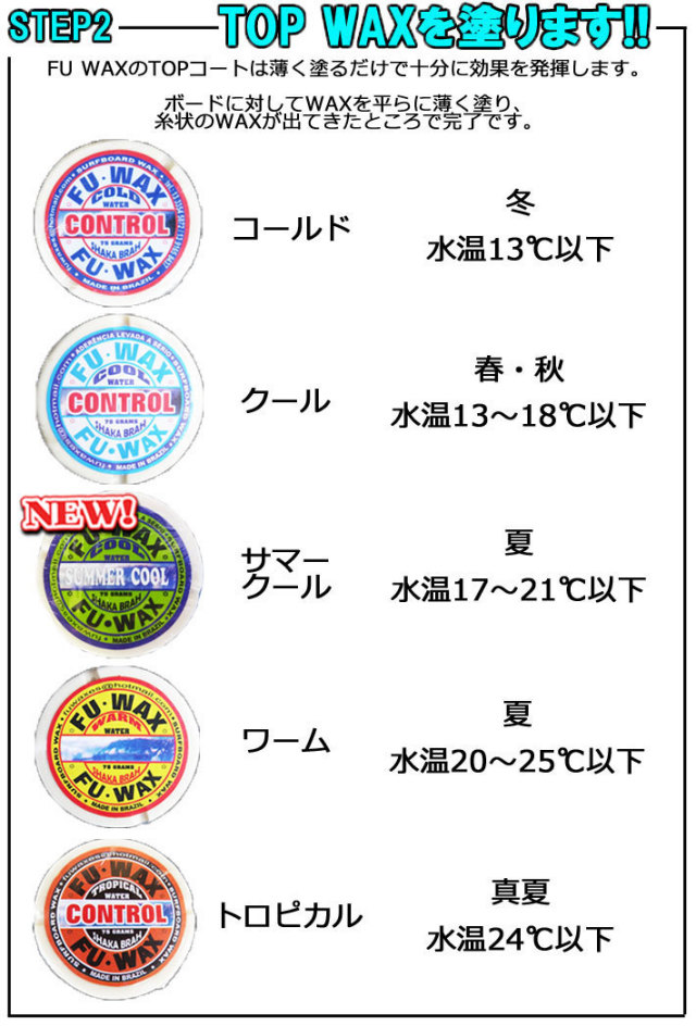 サーフィン用WAX ワックス FUWAX フーワックス ベースコート トップ 
