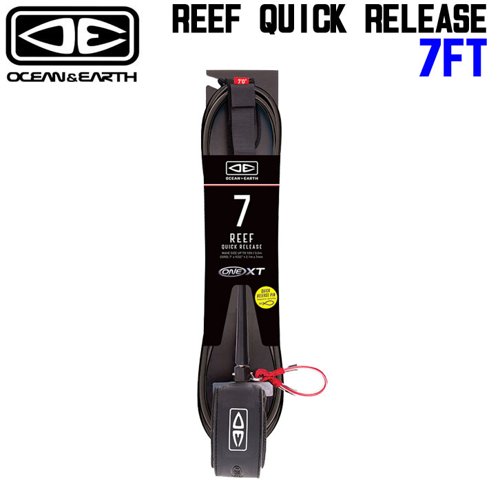 OCEAN&EARTH サーフィン リーシュコード REEF QUICK RELEASE 7’0 ANKLE 足首用 7.0ft オーシャン＆アース ショートボード リーシュ