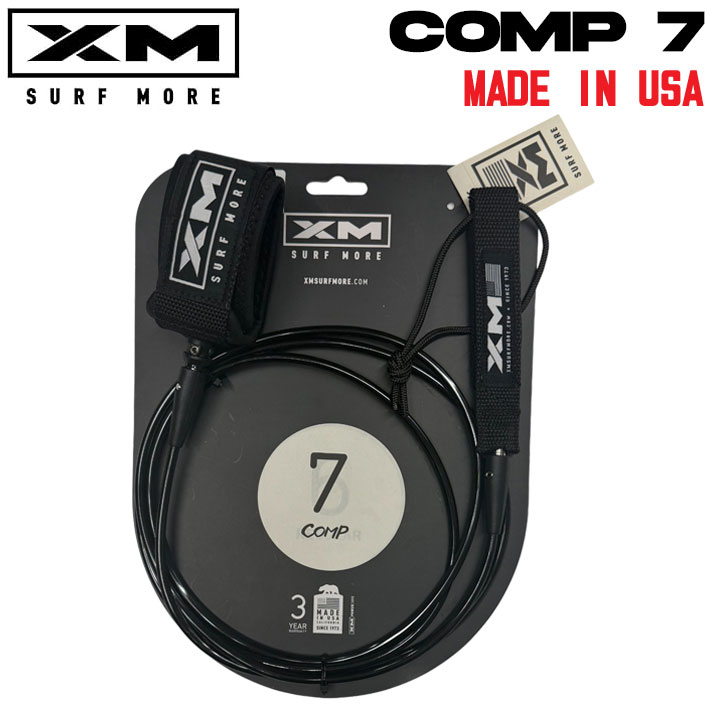 2025 XM サーフィン リーシュコード COMP 7'0 ANKLE 足首用 7ft エックスエム ショートボード リーシュ MADE IN USA サーフボード