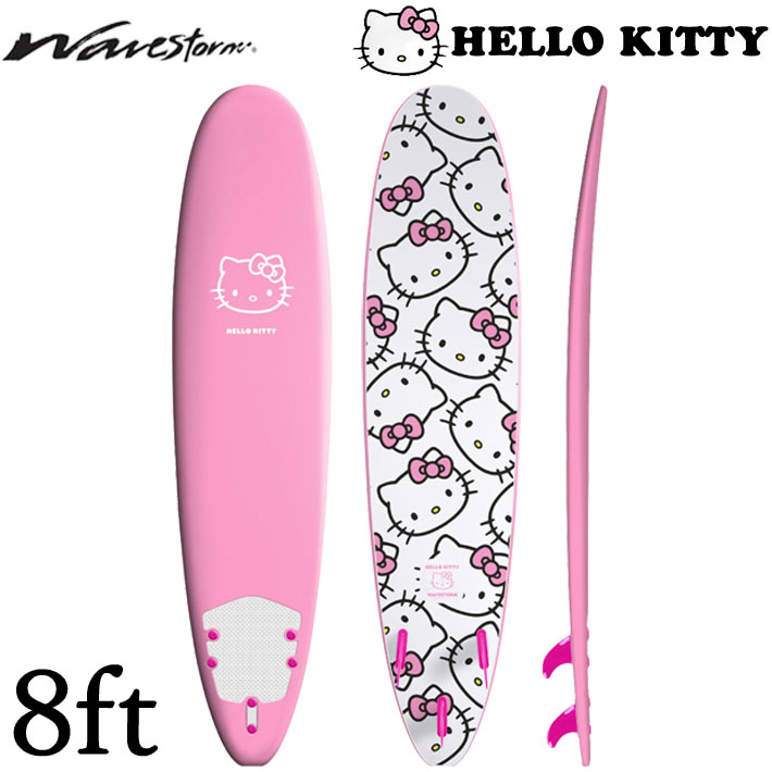 HELLO KITTY × Wavestorm ハローキティ ウェーブストーム サーフボード キティちゃん [8’0”] ファンボード ソフトボード フィン デッキパッド リーシュコード 付属 TRI FIN [営業所留め送料無料]