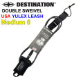 [送料無料] DESTINATION ディスティネーション リーシュコード DOUBLE SWEIVEL USA YULEX  LEASH Small スモールウェーブ用  6ft ANKLE 5.5mm ダブル スイベル スウィベル リーシュ アンクル 足首用  サーフィン LEASH 