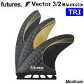 FUTURES FIN フューチャーフィン VECTOR 3／2 BLACKSTIX ベクター TRI FIN Mサイズ GOLD 3枚セット サーフィン サーフボード トライフィン スラスター 3FIN