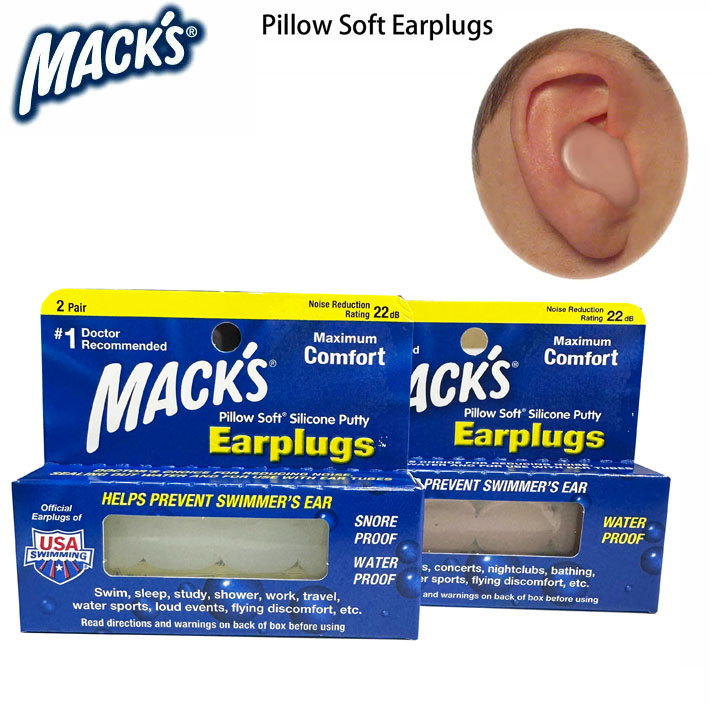 耳栓 MACKS Pillow Soft マックス ピロー ソフト Silicone Earplugs ソフト シリコン イヤープラグ 防水 サーフィン ウォータースポーツ 飛行機